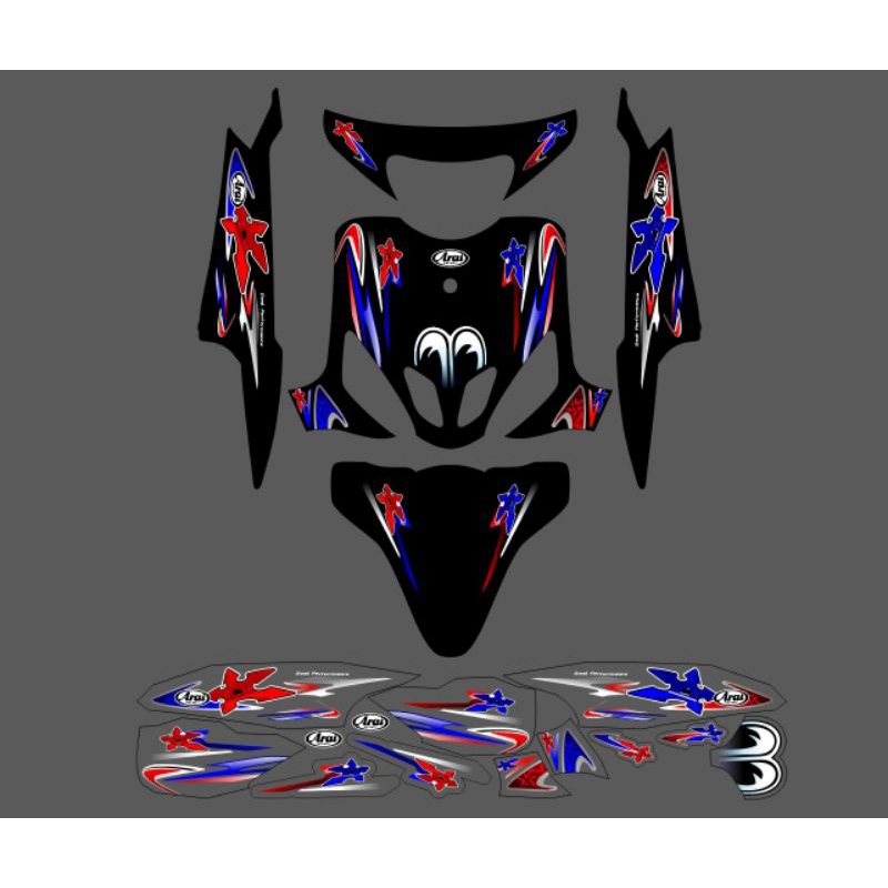 STRIPING STICKER TRANSPARAN ARAI NAKANO MIO SPORTY