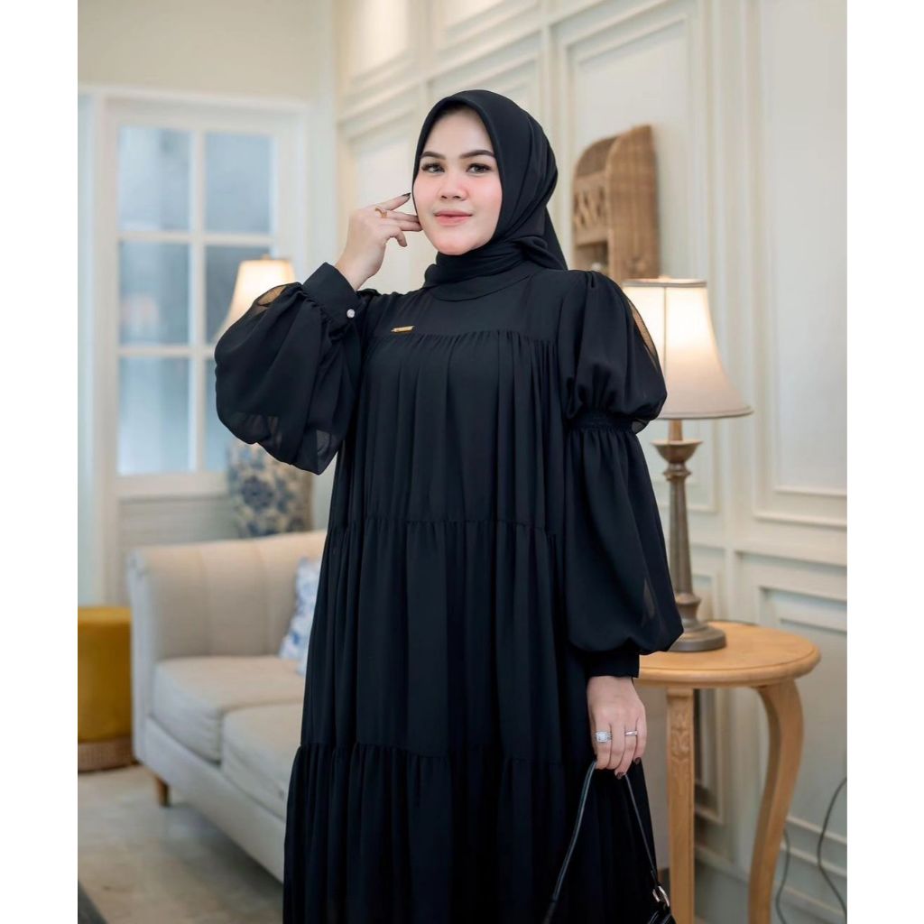 Gamis Ceruty Putih Hitam Gamis Polos Dress Terbaru