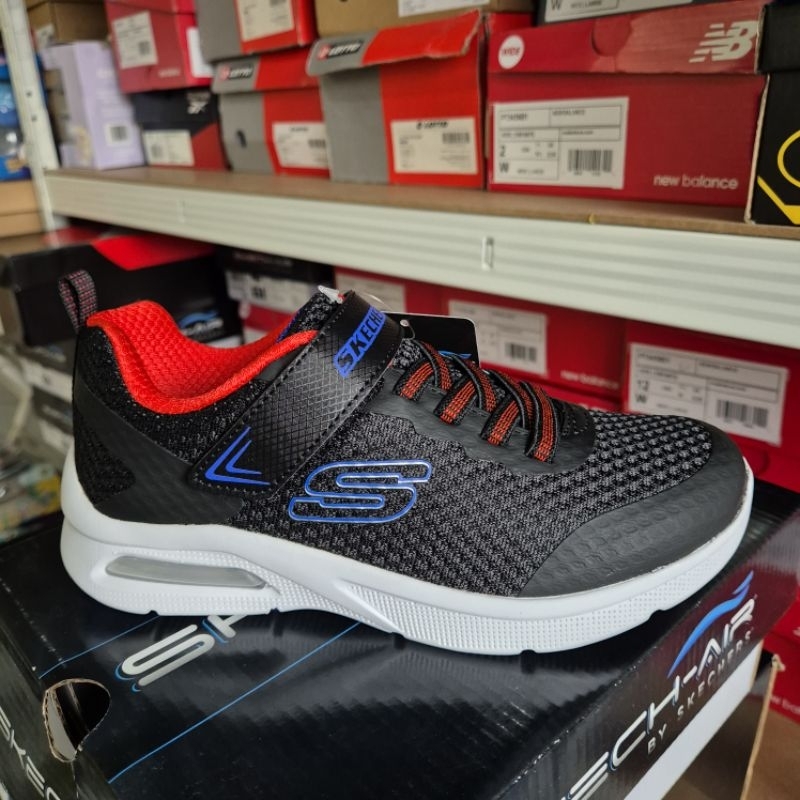 Skechers Sneakers Anak |Sepatu Skechers Anak Warna Black red blue|Kids Shoes - Skechers Hitam merah 
