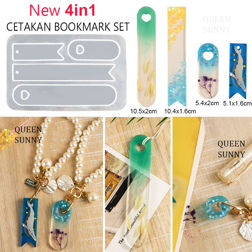 

NEW SET 4in1 Cetakan Resin Pembatas Buku Imut Lucu Fancy / Bookmark Penanda Buku / Mold Mould Silicone Bahan Resin Cetakan Silikon