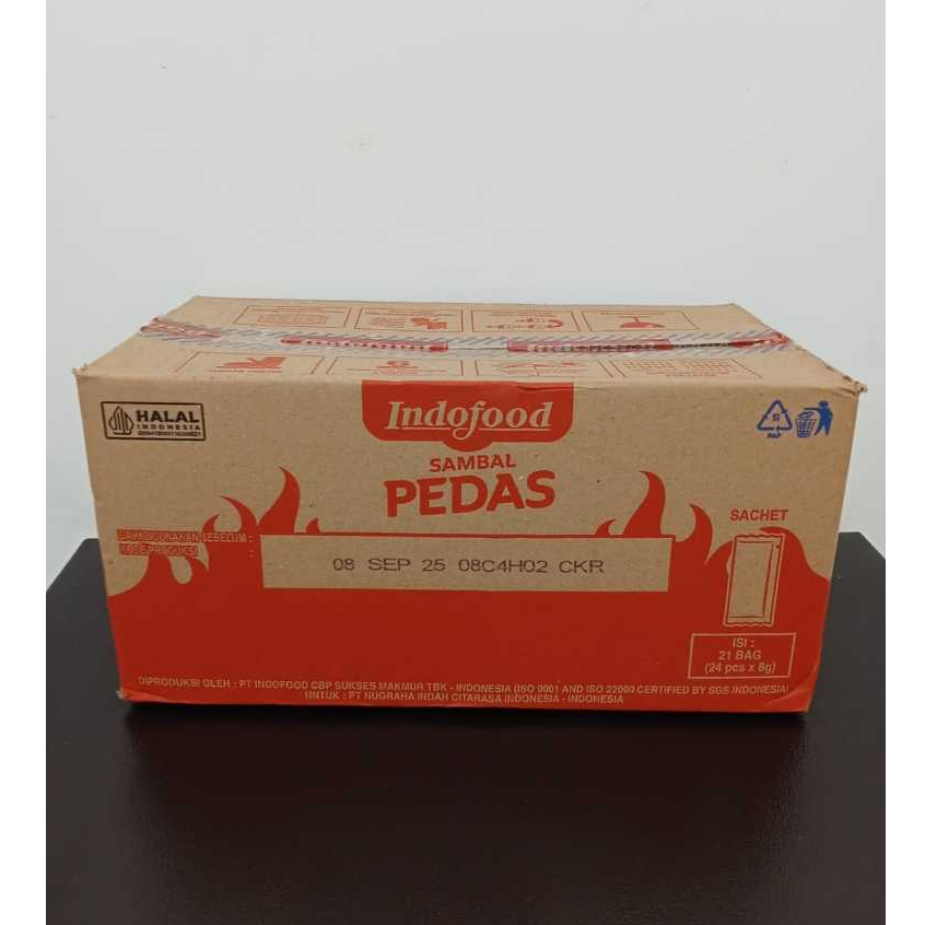 

Sambal Indofood Pedas Sachet / Karton 21 Bag ( 24 Pcs x 8 gr )