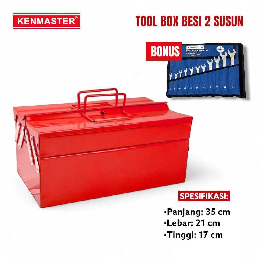 BOX Perkakas Kenmaster Tool Box Besi 2 Susun / Kotak Perkakas Penyimpanan Alat Perkakas Besi Susun B