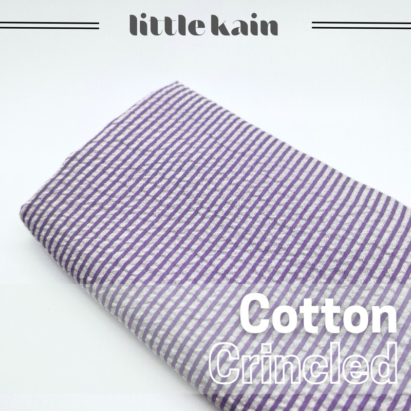 GROSIR SISA ROLL Kain Katun Crinkled Stripes - Lilac