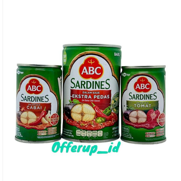 

Sardines ABC Kaleng Saos Cabai 155g Saos Tomat 155g