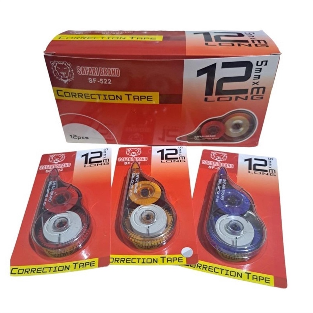 

KODE O6Z4 SF522LUSIN Correction Tape stipo tipe x ex kertas pita 12m Tipe X trondol safari brand