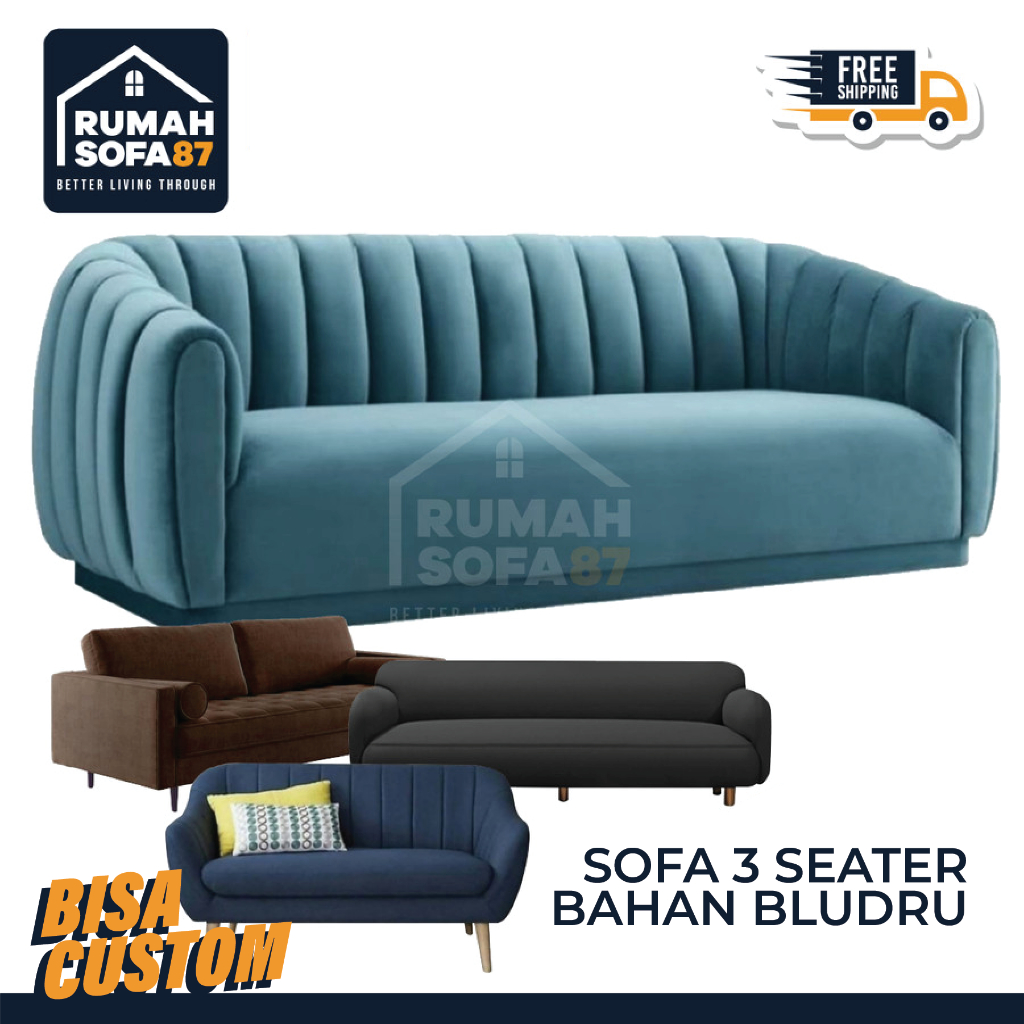 Sofa minimalis 3 seater bahan bludru/ sofa retro bludru - RSBL
