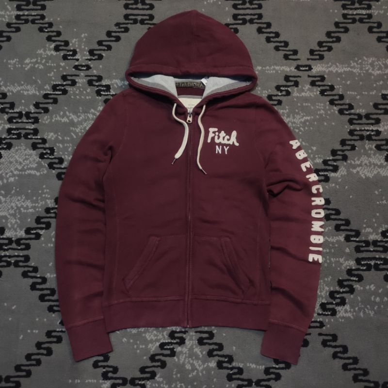 Hoodie Zipper Abercrombie Spellout Second Brand