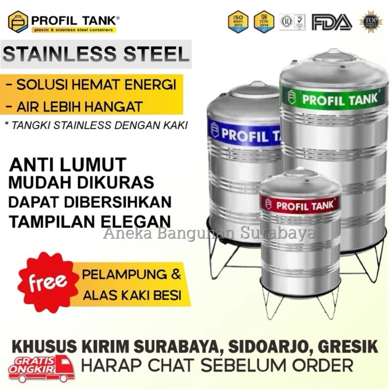 PROFIL TANK Tandon air Stainless | toren PS2500 | PS3300 | PS3900 | PS6000 | PS8000