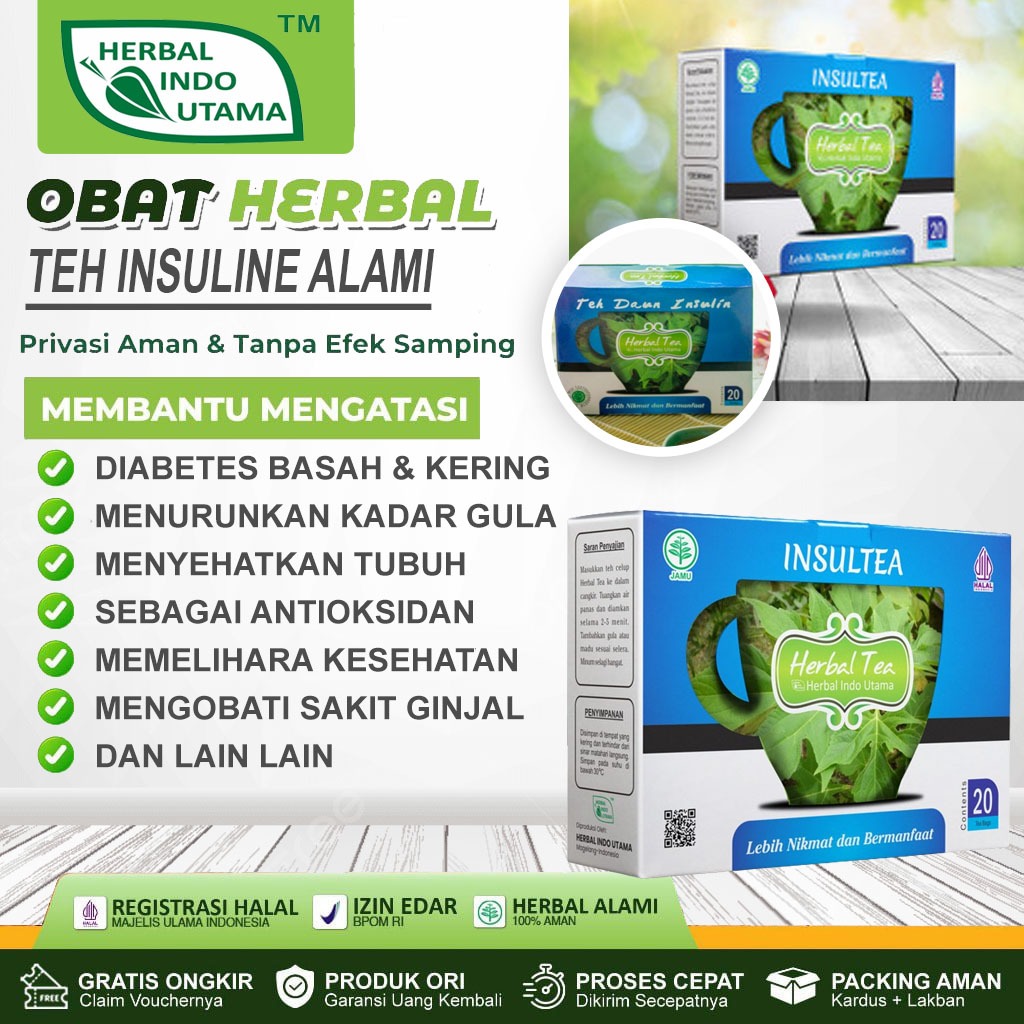 

Hiu Herbal indo Utama Teh Celup Daun Insulin Insultea (20sachet) Penggempur Diabetes