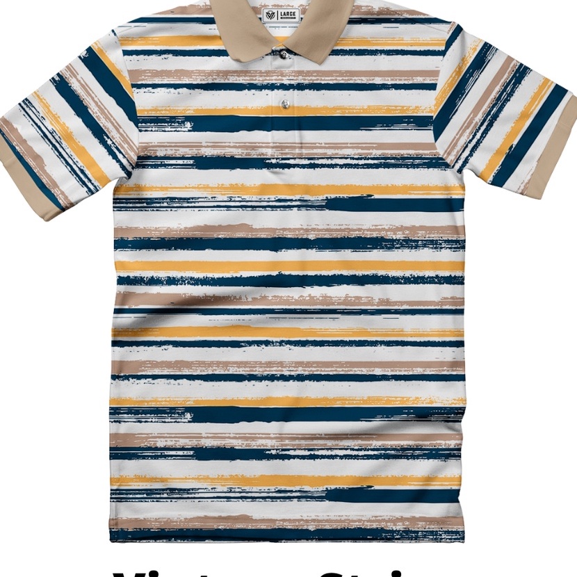 Potongan VISTULA Kaos Polo Wangki Printing  Vintage Stripe