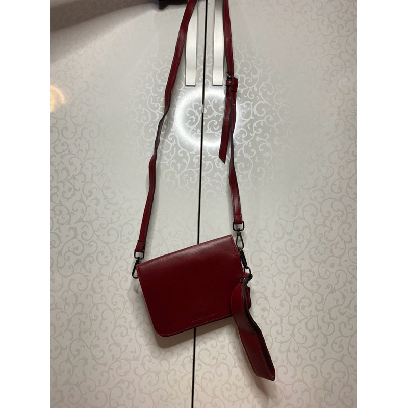 57034 ALICE MARTHA SLING BAG LEATHER - MAROON || tas second || tas thrifting