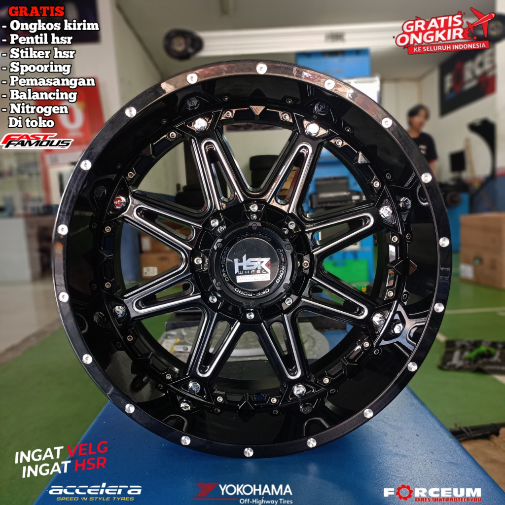 Velg mobil rubicon, wrangler, sahara, cheeroke r20 lebar 10 et-24 original hsr forged