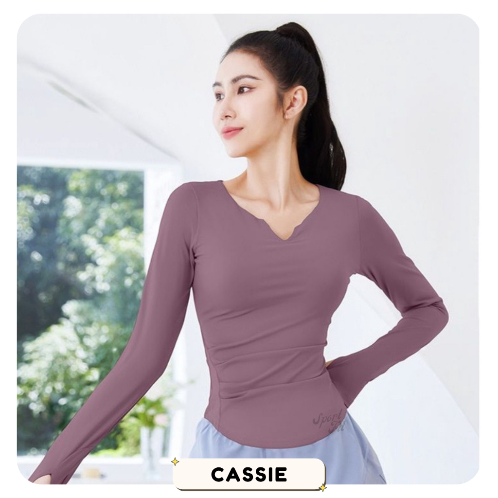 CASSIE baju kaos olahraga lengan panjang bodyfit spandex yoga pilates gym senam work out S - XXL