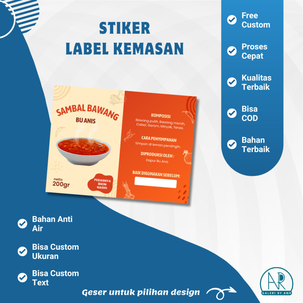 

D65 Stiker label kemasan custom | Sticker jajanan makanan minuman label produk stiker snack free custom anti air bisa cod