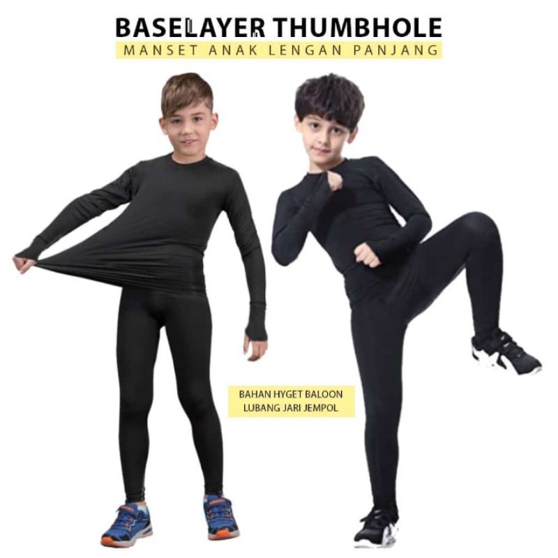 Stelan Baju Manset Dan Celana Panjang Anak / Set Baselayer Kids Dan Celana Legging Olahraga Renang G