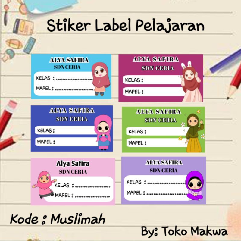 

sTIKER LABEL PELAJARAN (20pcs)/1 KODE/ 1 HARI JADI