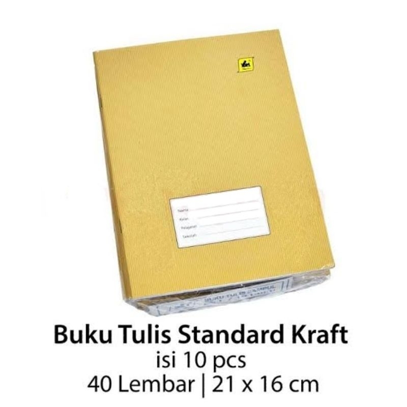 

Buku Tulis Pendek Kraft Standard 40 Lembar (1 Pack Isi 10 Buku) | Cover Sampul Coklat