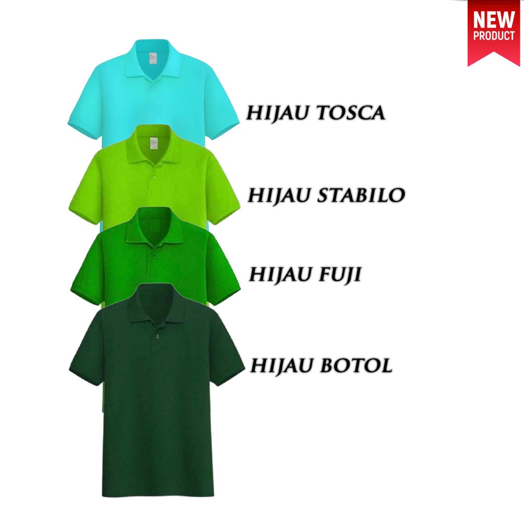Baju kaos polo pria dan wanita lengan pendek warna Hijau lengkap / kaos kerah polo terbaru atasan