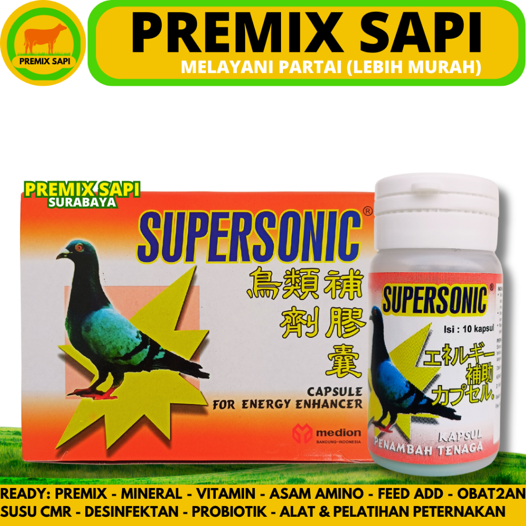SUPERSONIC 1 DUS (12 Botol) - Jamu Merpati Penambah Stamina Tenaga & Daya Tahan Tubuh - Vitamin Buru