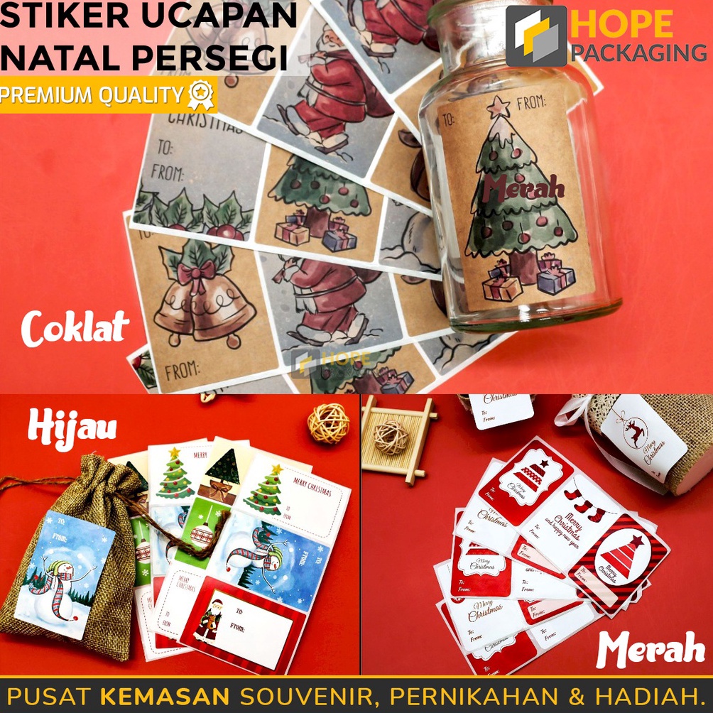 

BURUAN SERBU Stiker Kertas Kraft Handmade Motif Natal Persegi Untuk Dekorasi Souvenir Kotak Hampers