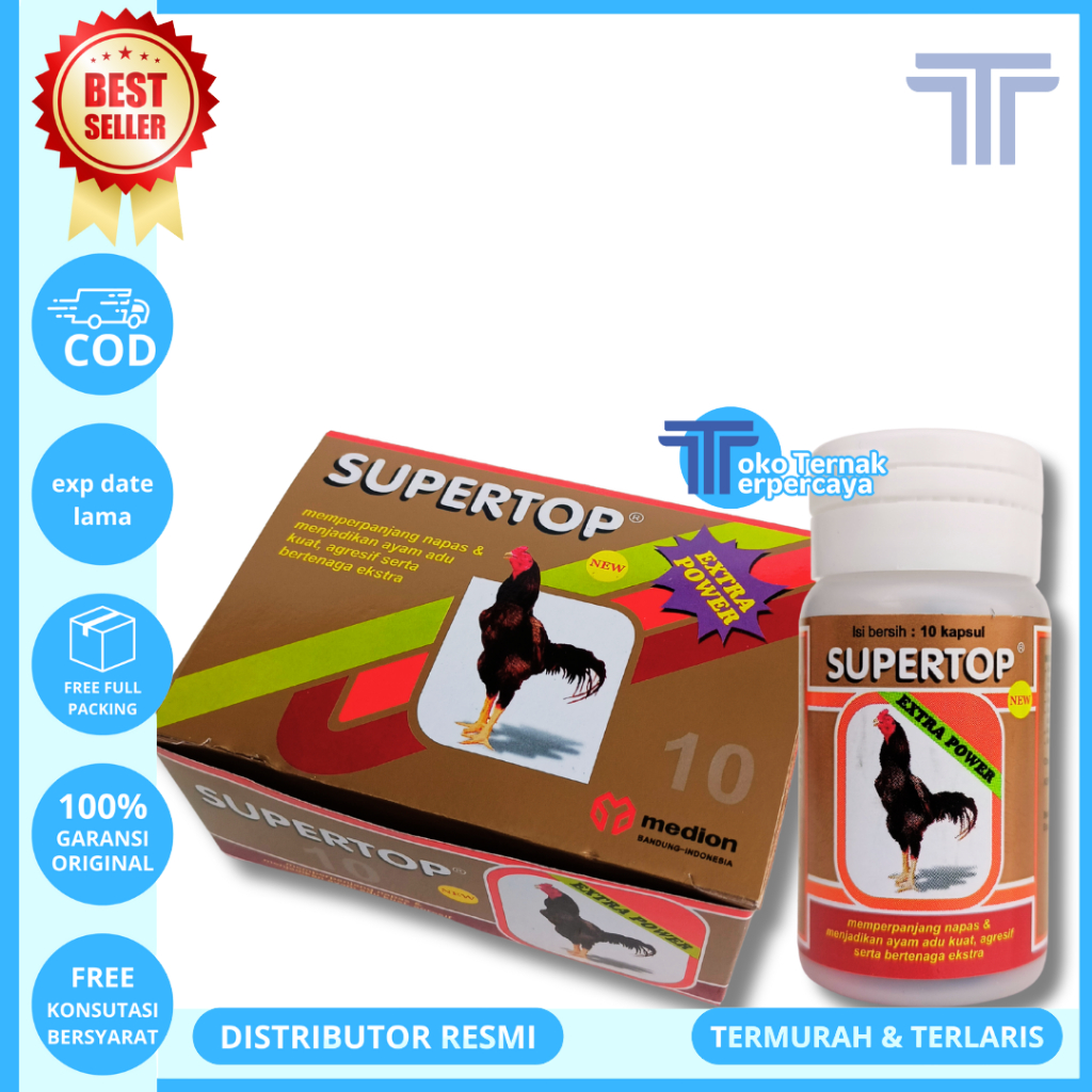 SUPER TOP 1 DUS (12 BOTOL) MEDION - Vitamin Ayam Jago Pejantan - Vitamin Ayam Aduan Penambah Stamina