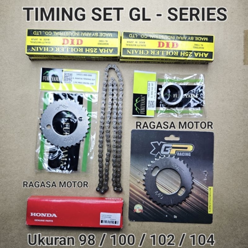 Rantai Kamprat Keteng Gl Series DID 25H 98 100 102 104 Gigi Timing Atas Bawah PNP TIGER CB GL MEGAPR