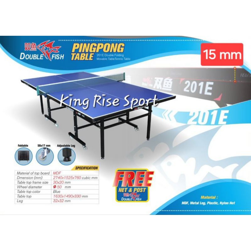 Meja Pingpong/ Tenis Meja DOUBLE FISH 201E Tebal 15 MM - ORI IMPORT