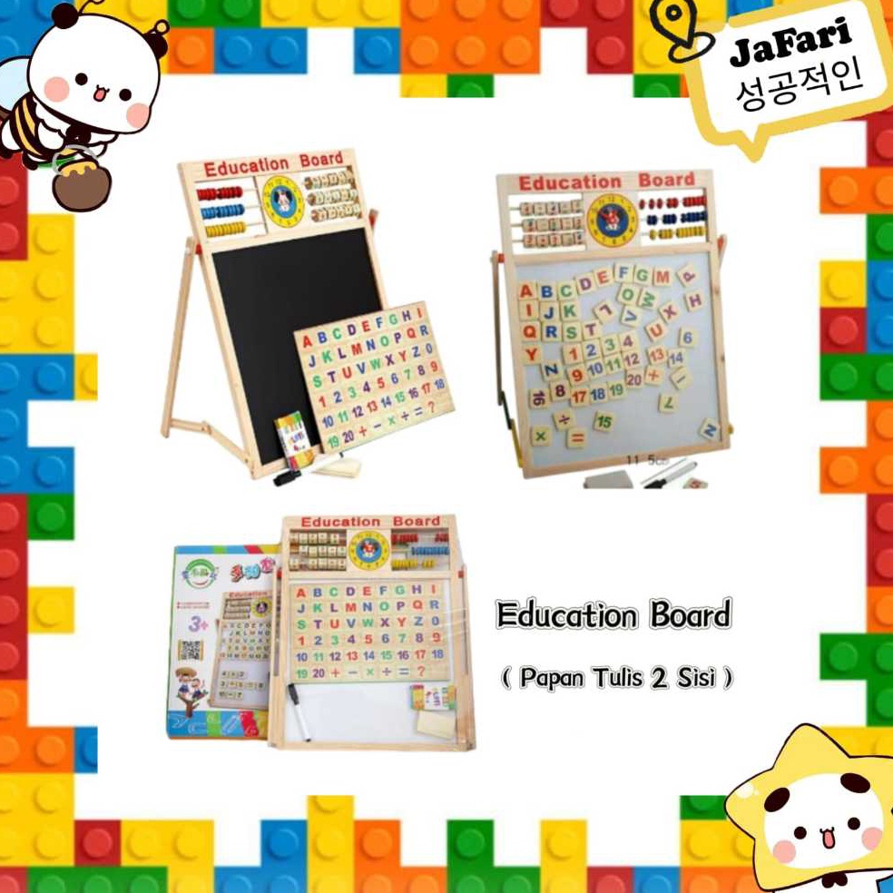

KODE F7X4 Mainan papan tulis 2 sisi table learning board edukasi edukatif whiteboard blackboard JAFARIKIDS
