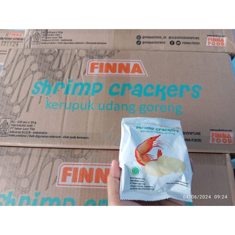 

krupuk finna matang 10gr (1 karton isi 120 pcs) | ED APRIL 2025