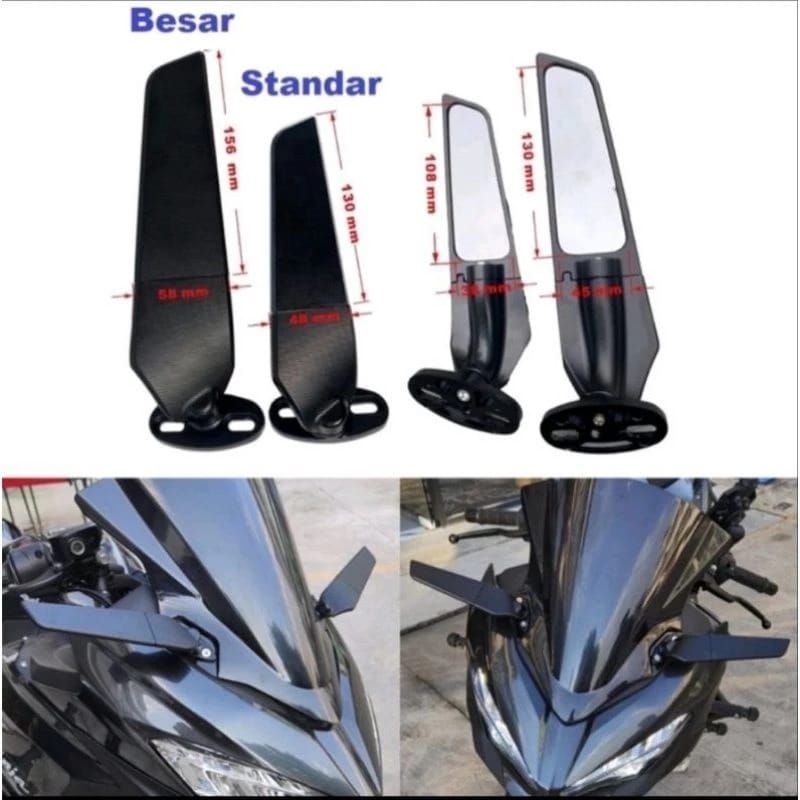 SPION  Spion WINGLET STEALTH BLACK R ZX25R NMAX OLD DAN NEW NINJA 250Fl KARBU CBR R15 r150