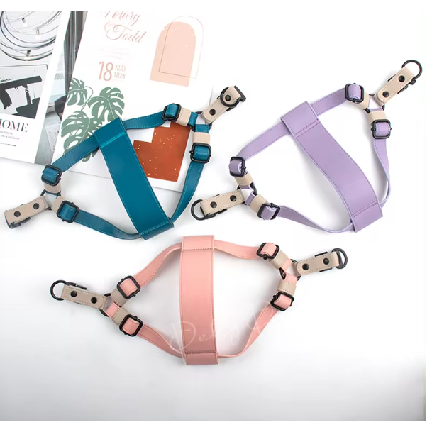 QUINPAWS-Harness Vest Designers Luxury Pu Leather Dog Harness
