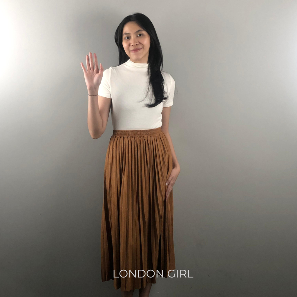 London Girl - Ava Rok Wanita / Rok 7/9 Wanita / Rok 7/9 Plisket Suede Wanita