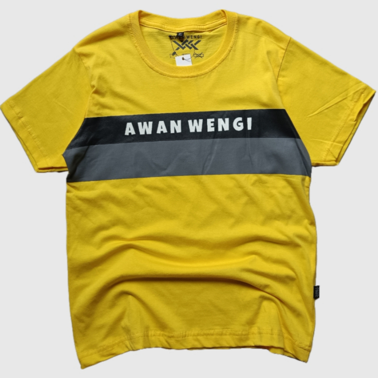 Baju anak junior motif Salur warna Kuning / kaos anak tanggung usia 7 - 14 tahun unisex