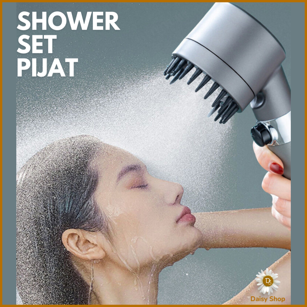 (DS) Shower Pijat Kamar Mandi / Shower Kamar Mandi Hand Shower 4 Mode Dengan Selang 1.5 M+Braket
