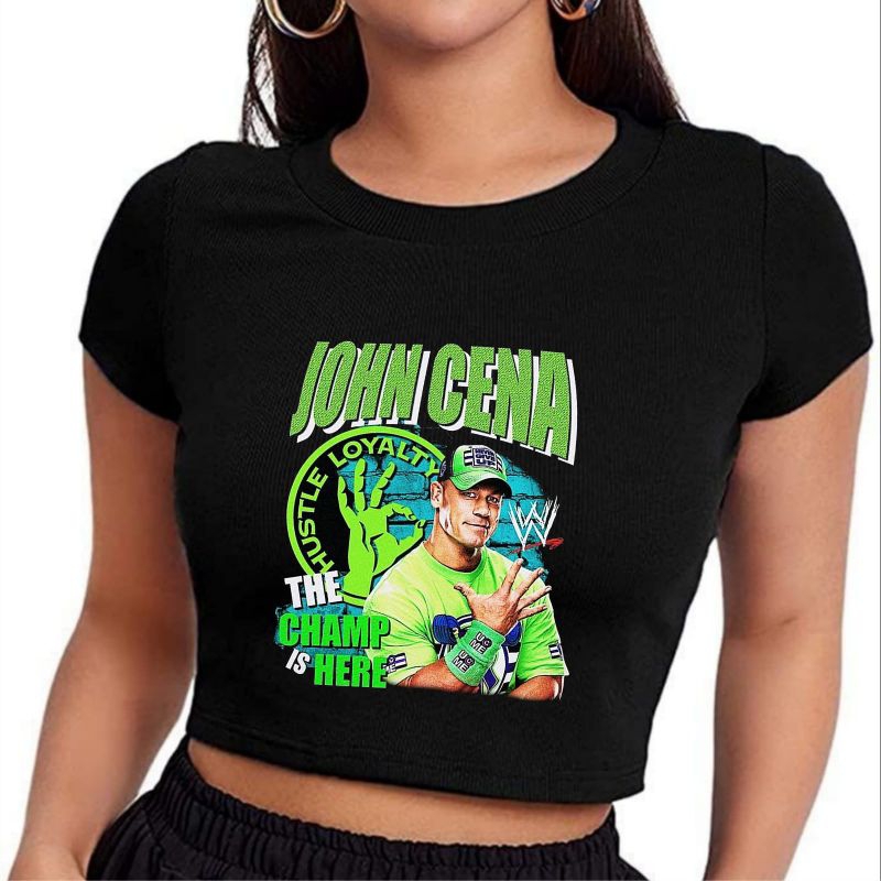 Baby Tee JOHN CENA boxing wwe - rapper Y2k Style Crop Tee hitam crop top putih rap tees kaos vintage