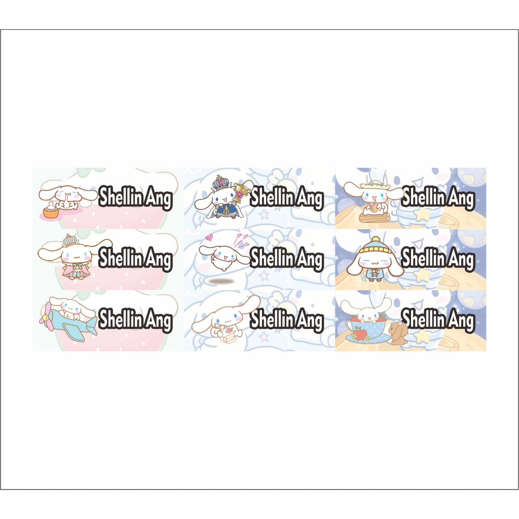 

stiker label nama water proof tahan air vinyl size 4,5x1,7cm cinnamonroll sanrio