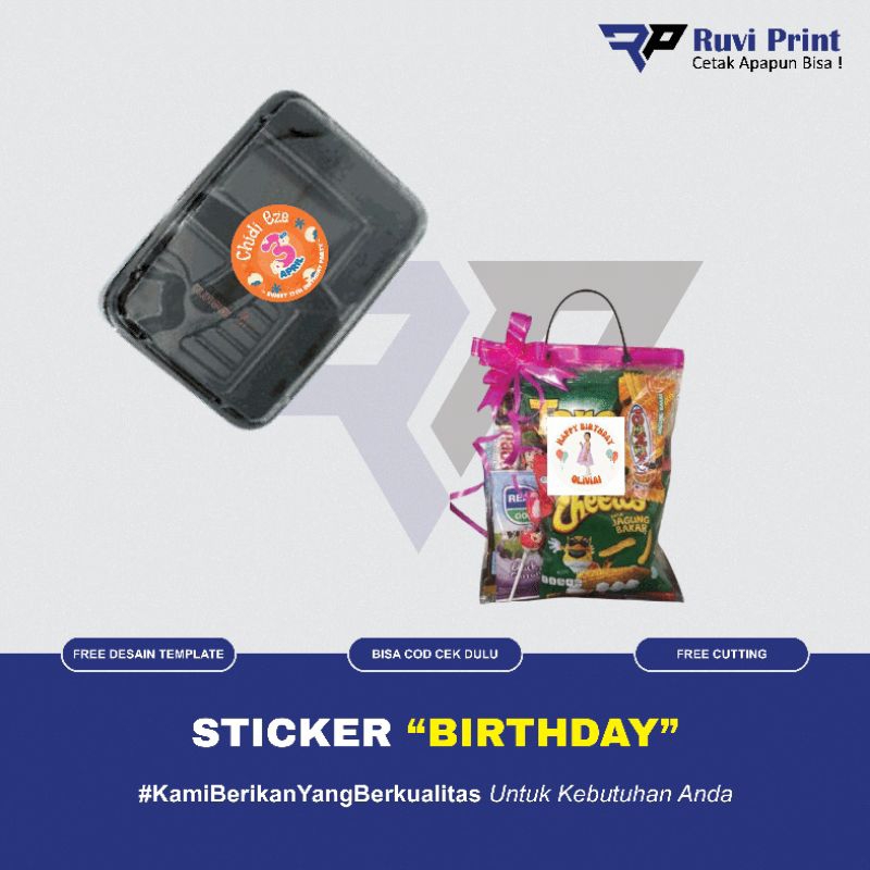 KARTU UCAPAN HAPPY BIRTHDAY SELAMAT ULANG TAHUN STIKER LABEL BEBAS REQUEST BULAT BABY BORN TASYAKURA