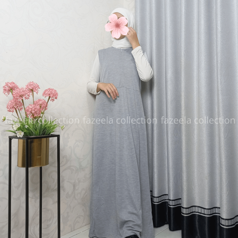 Inner Dress Gamis Sleting Tanpa Lengan Busui Friendly - Basic Inner
