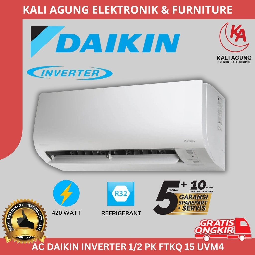 AC DAIKIN INVERTER 1/2 PK THAILAND / FTKQ 15UVM4 / GRATIS PEMASANGAN SERANG KOTA