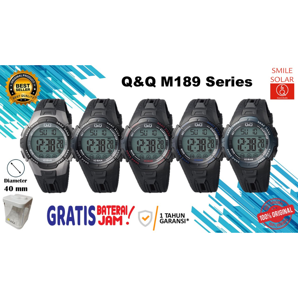Jam Tangan Pria Casual Sporty Rubber Digital Original Q&Q QnQ QQ M189 M189J Series