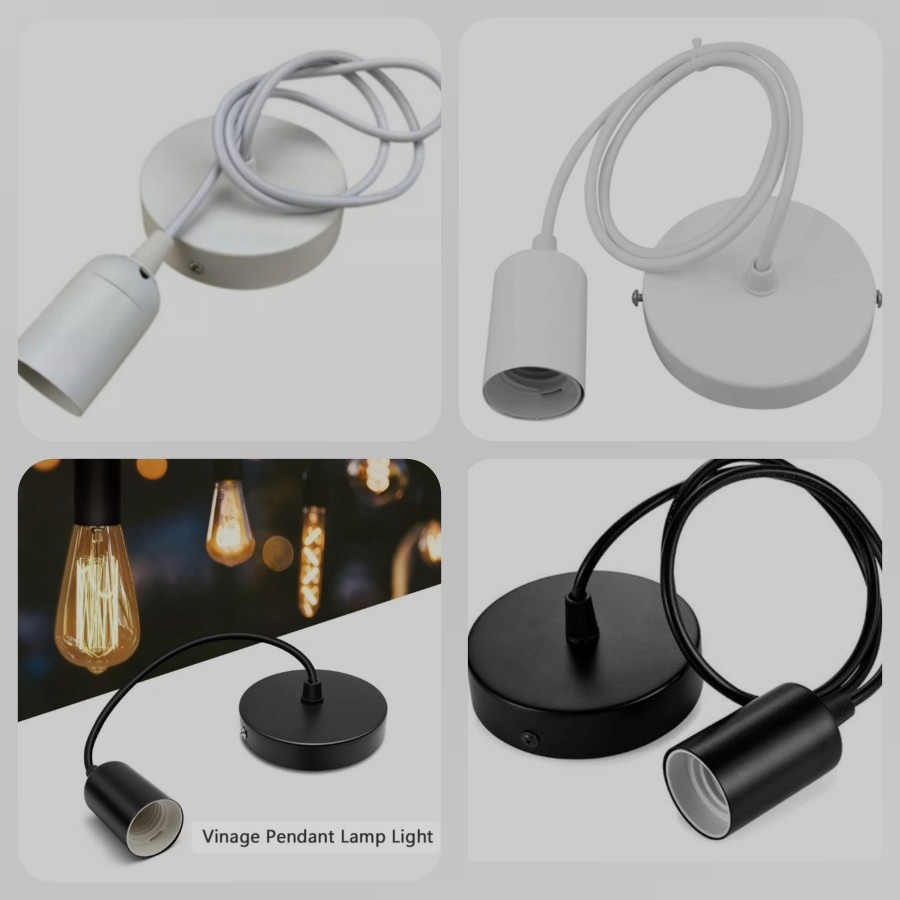 Fiting Fitting Lampu Gantung Plafon Vintage Pendant E27 Ulir Standar Rumah Tangga / Fitting Klasik C