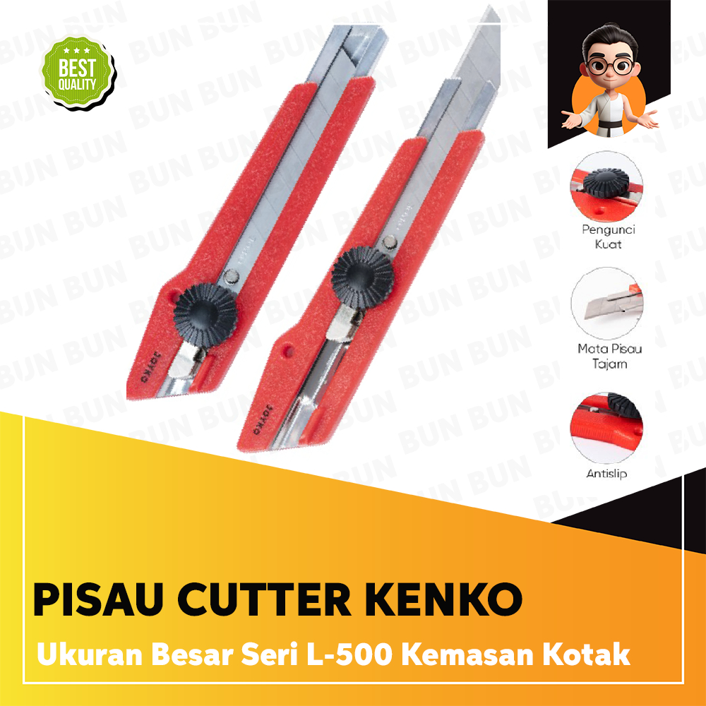 

Pisau Cutter Kenko Besar L-500 Dengan Tombol Putar Pengatur-Body Aluminium