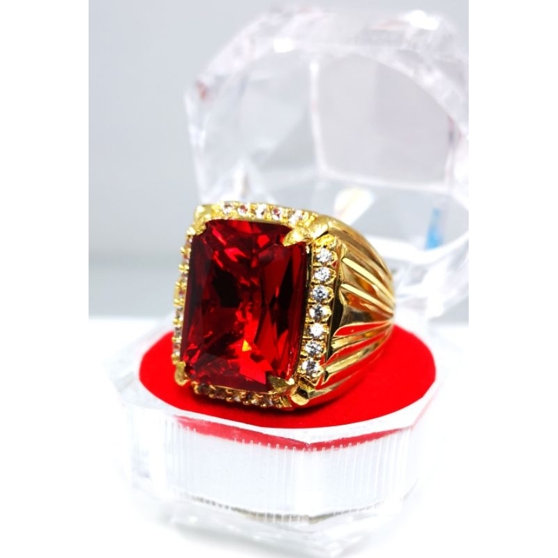 BATU AKIK MERAH SIAM KOTAK CHATAM RING SIAP PAKAI