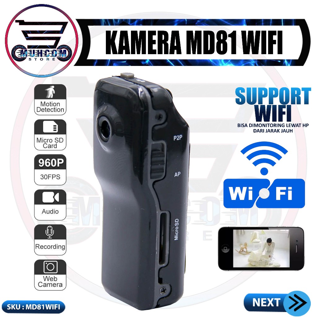 SpyCam Mini Dv Wifi Camera MD81/ Kamera Mini DV P2P MD81 wifi Kamera Unik Detektif Murah Camcorder H