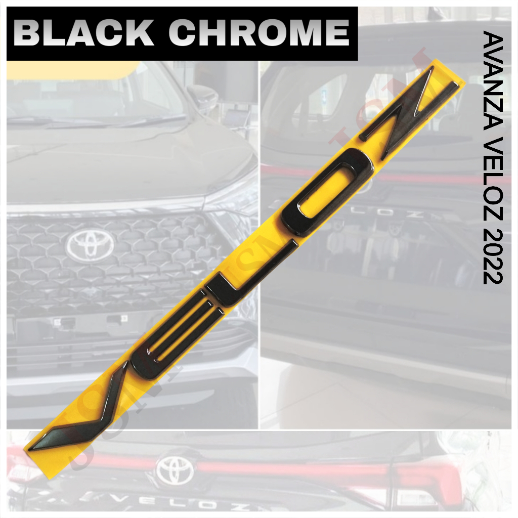 Emblem VELOZ Black Chrom Krom/ Toyota Avanza VELOZ/ Emblem Logo Bagasi VELOZ