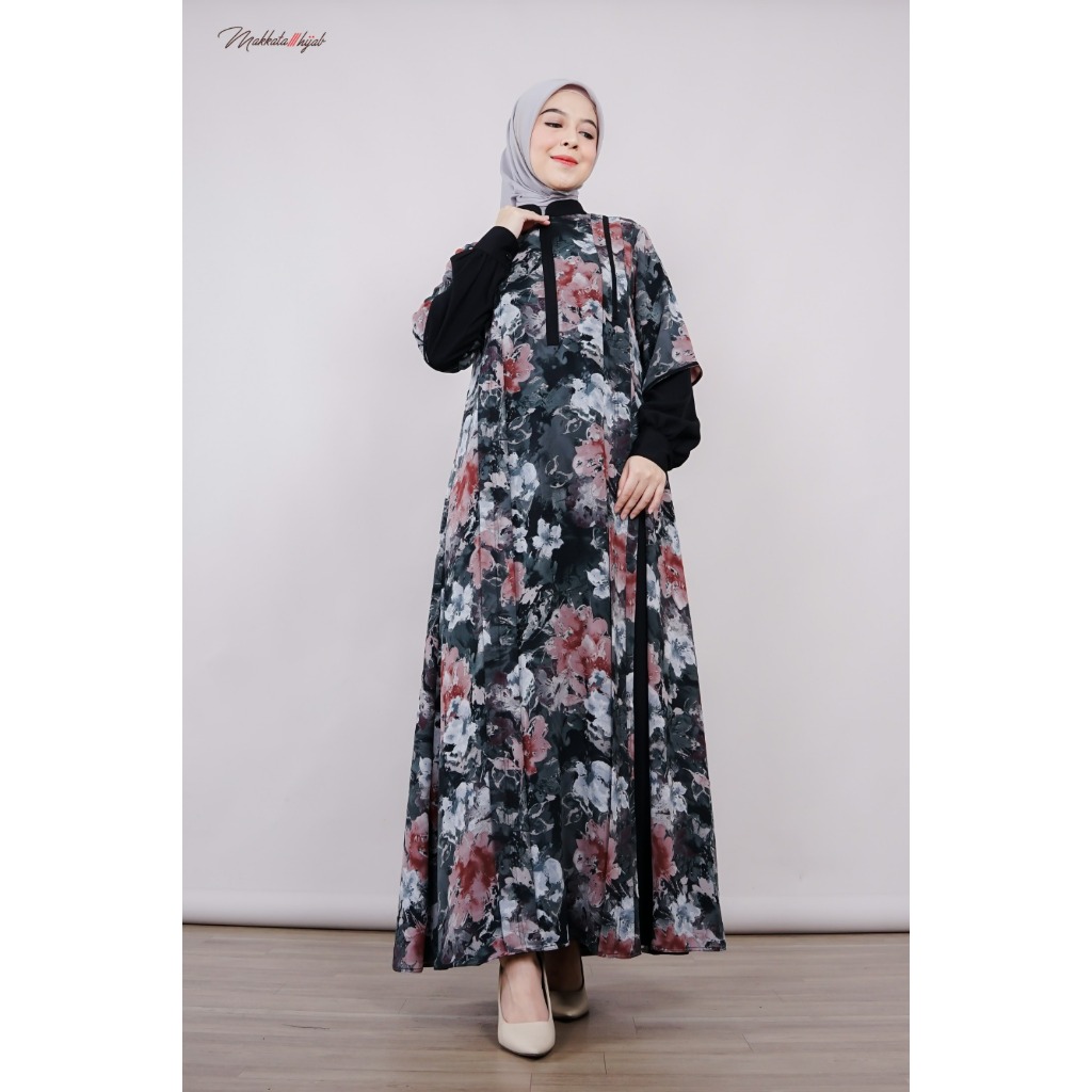 Mima Dress Motif Gamis Wanita Cewek Simple Premium Elegan Original Kekinian Terbaru 2024 Makkata Hij