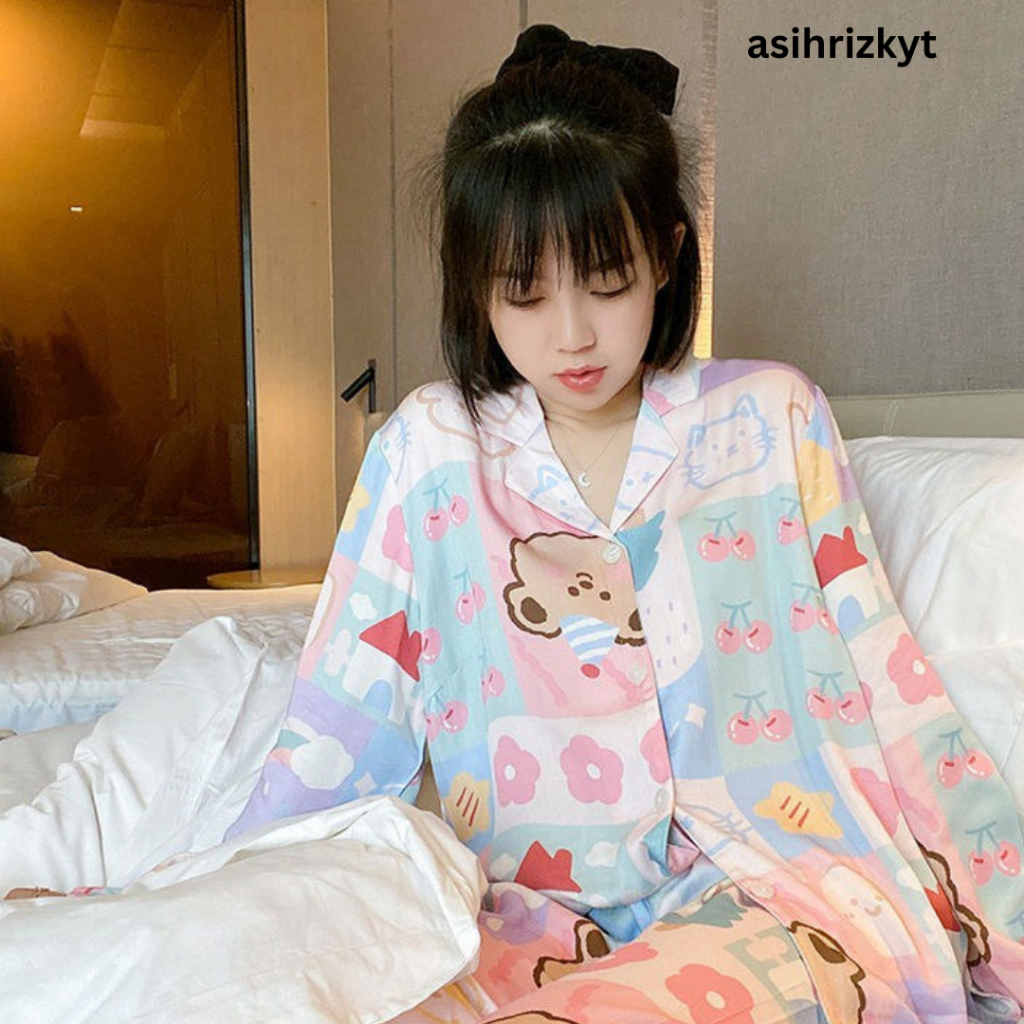 Piyama Set Sleepwear Karakter Lengan Panjang Celana Panjang Import
