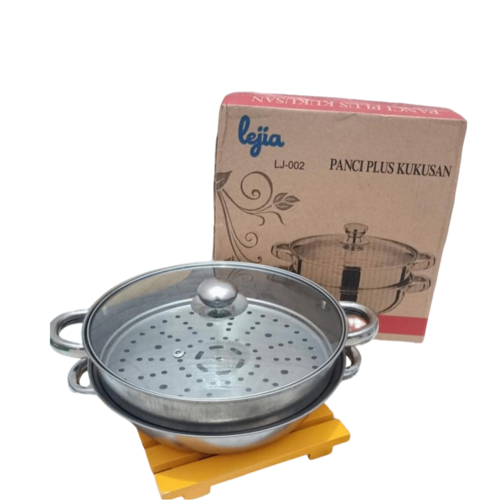 Panci Siomay Susun 2 Panci Kukus Lejia+Tutup Kaca