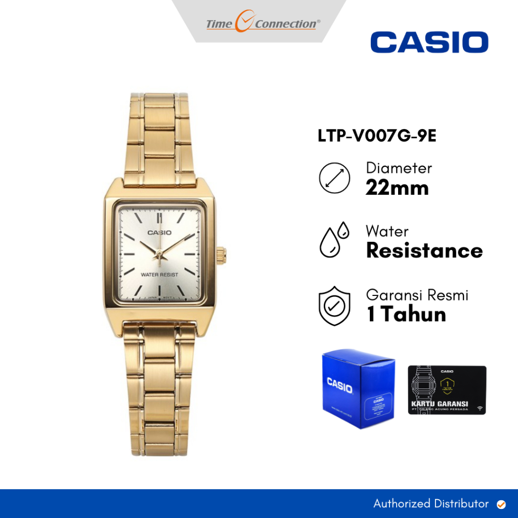 Casio LTP-V007G-9E Emas Original / Jam Tangan Wanita Rantai Stainless Steel Vintage