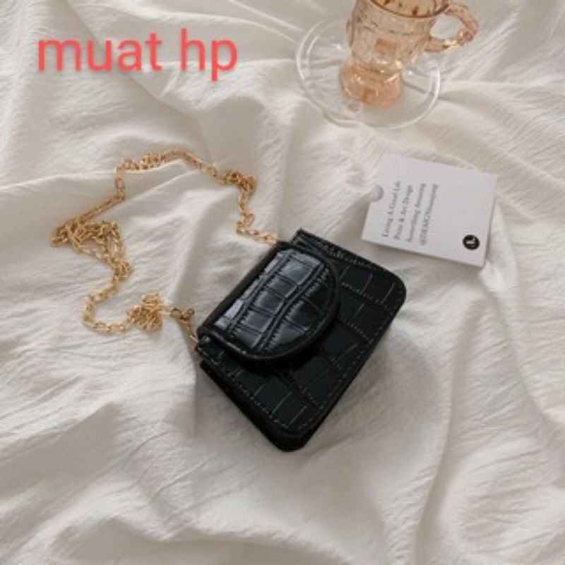 (COD) Paling Murah Tas Selempang Wanita Alya_Muat HP Sling Bag Croco Mini tas slempang mini  croco